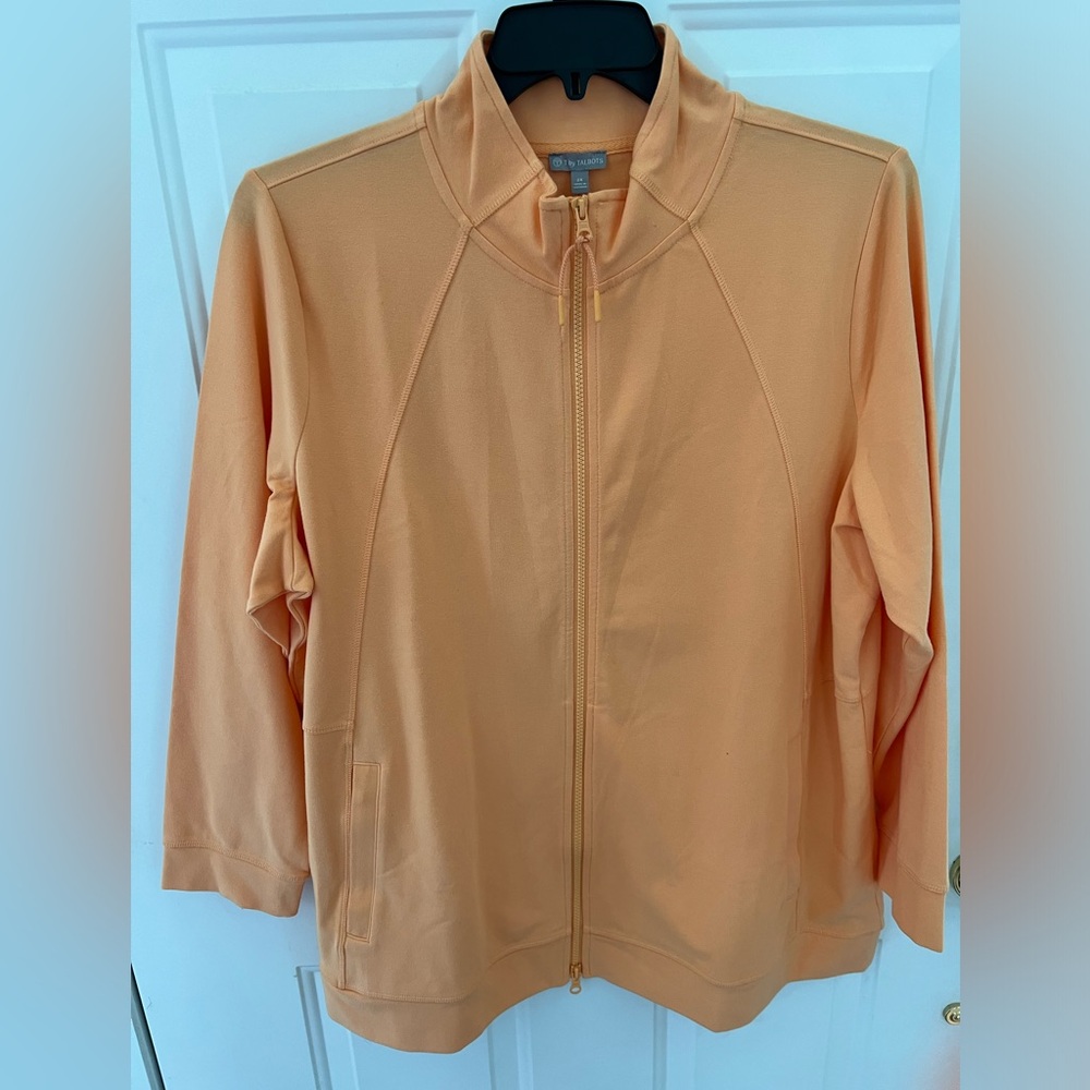 Women’s long sleeve activewear full zip jacket. Orange. Size 2X Talbots.